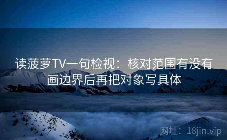 读菠萝TV一句检视：核对范围有没有画边界后再把对象写具体